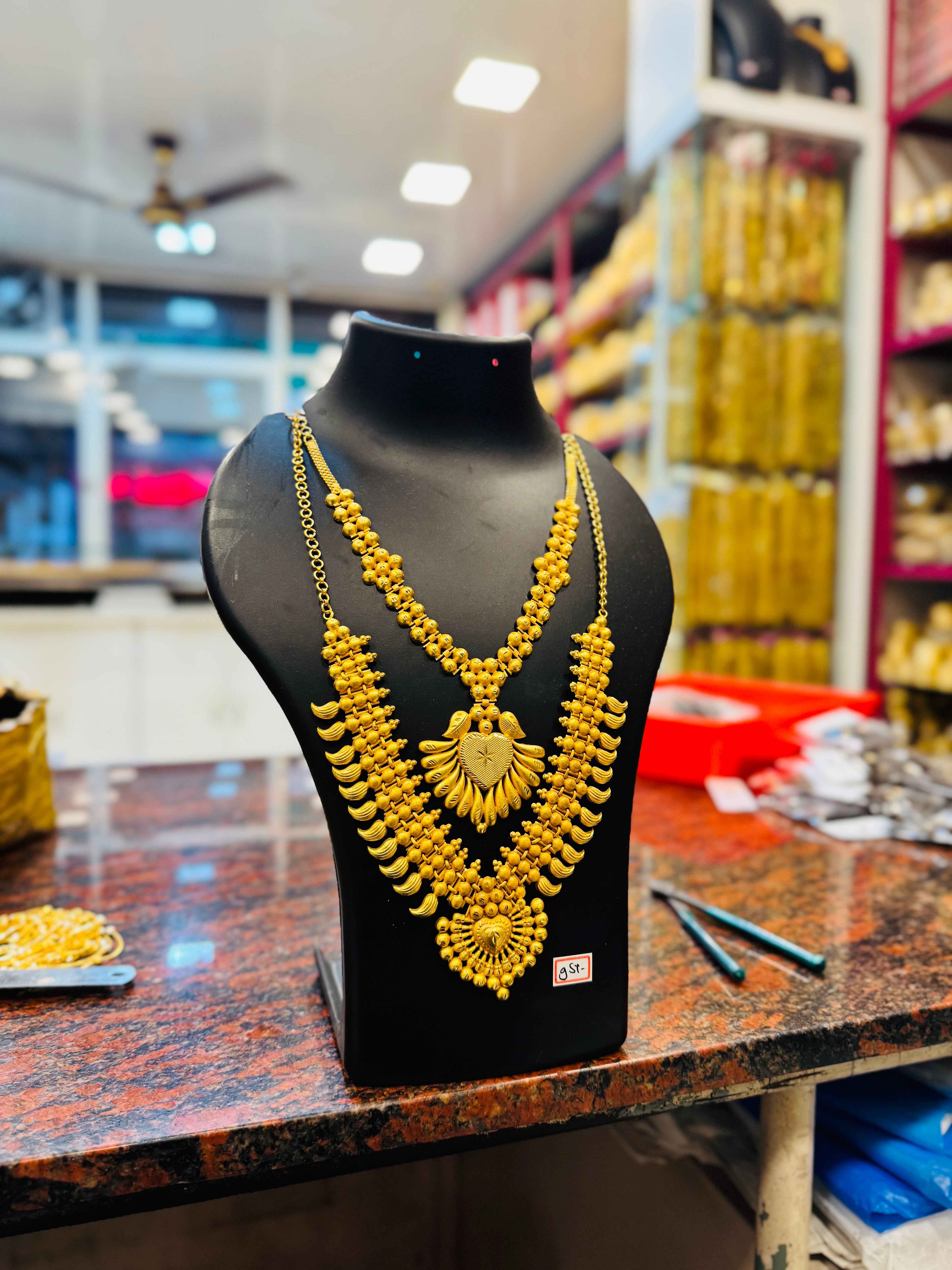 Amber Premium Gold Plated Long Necklace Set