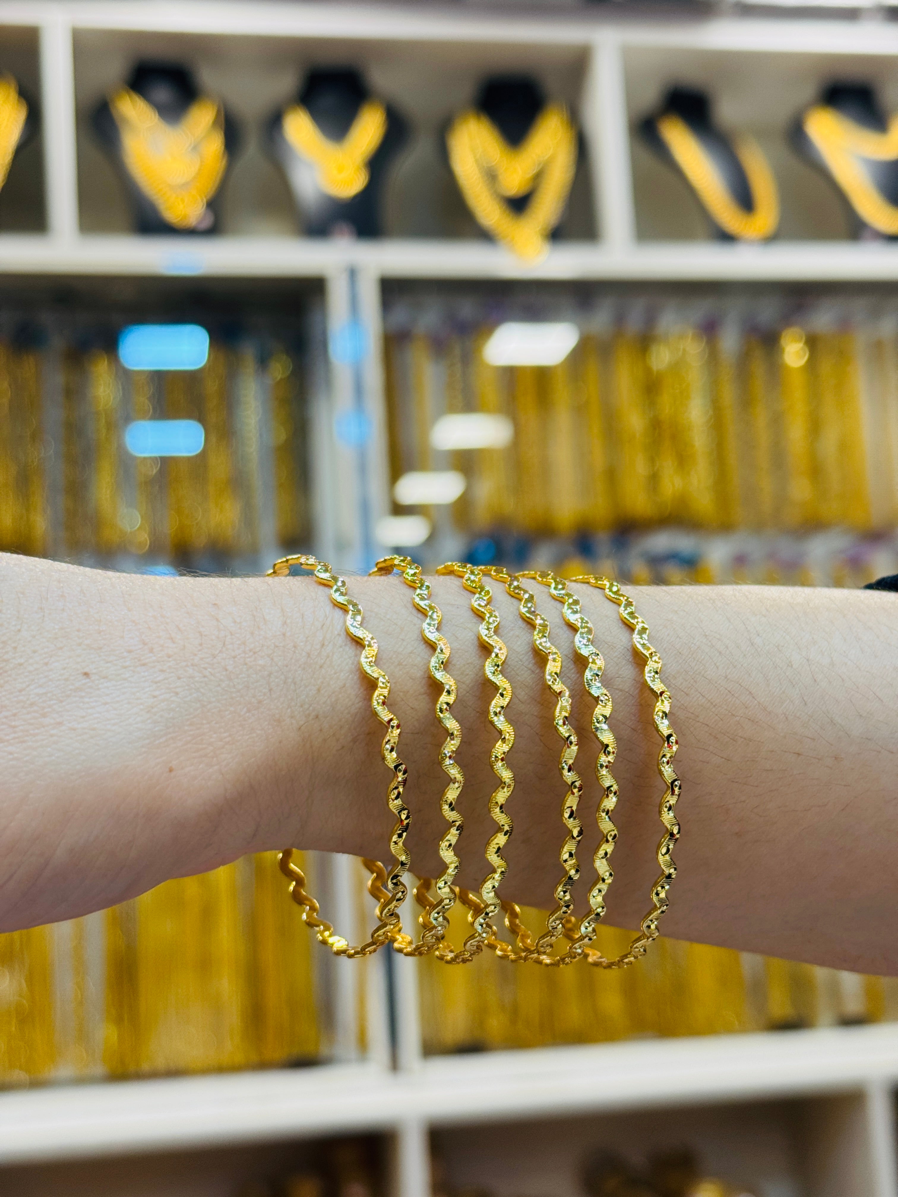Elixora Premium Gold Plated Thin Bangle Pair