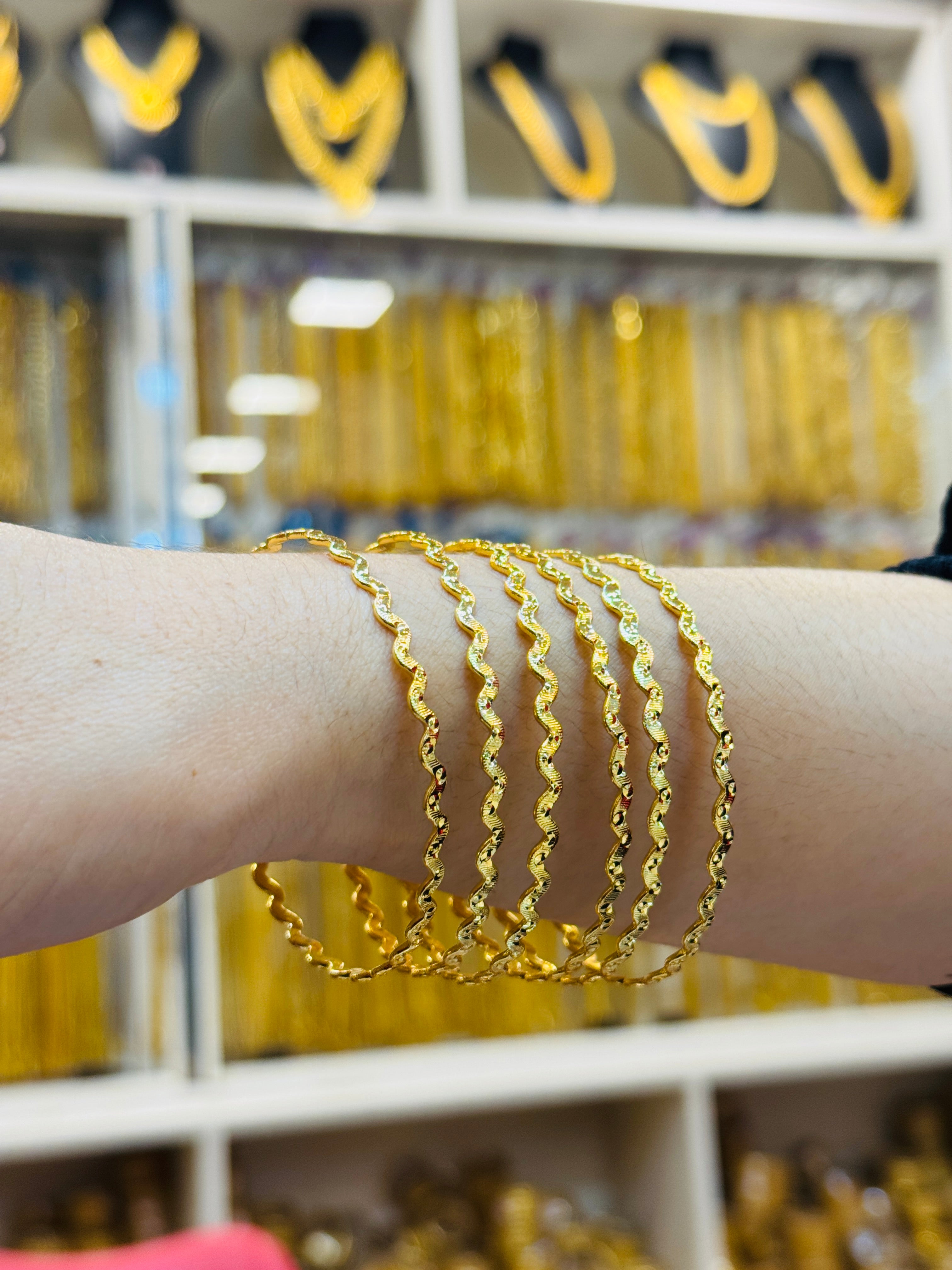 Elixora Premium Gold Plated Thin Bangle Pair