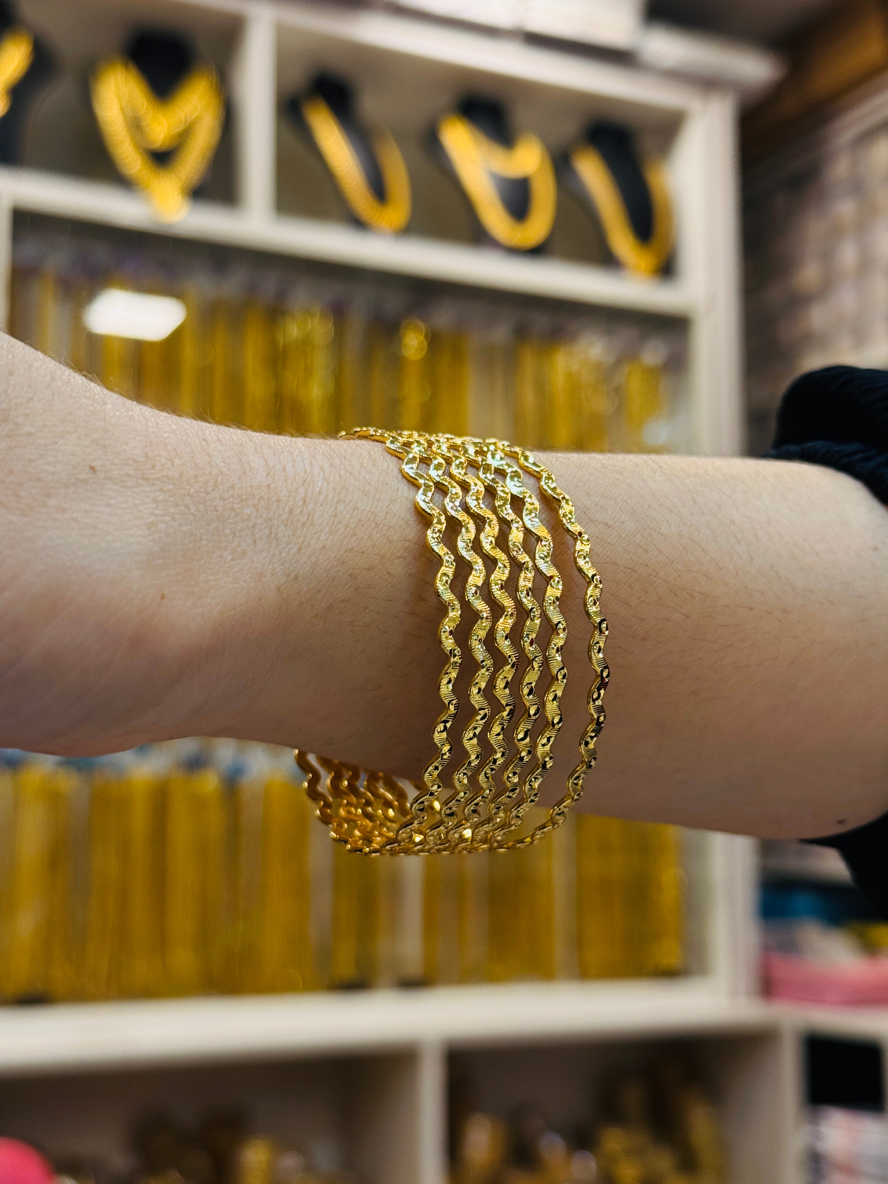Elixora Premium Gold Plated Thin Bangle Pair