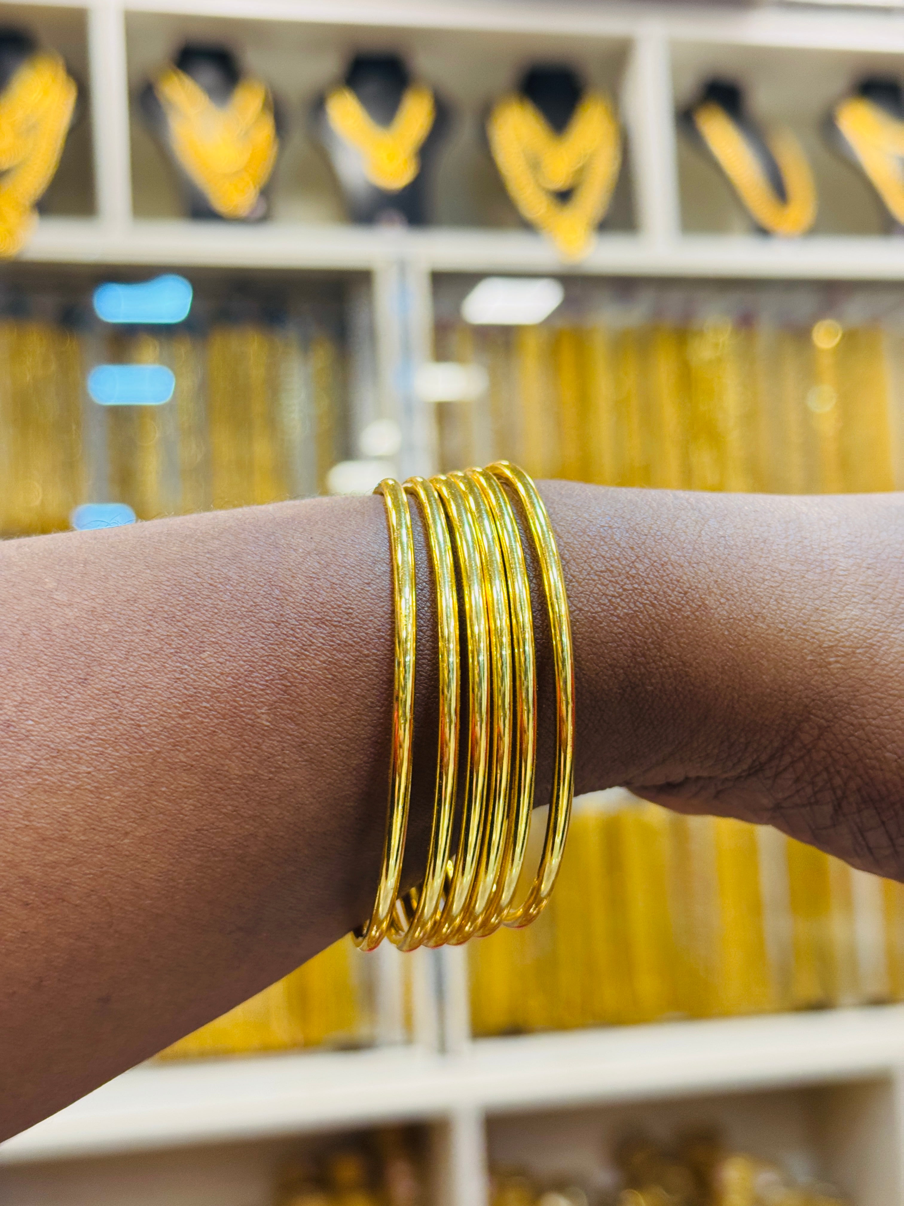 Plain Premium Gold Plated Bangle Pair