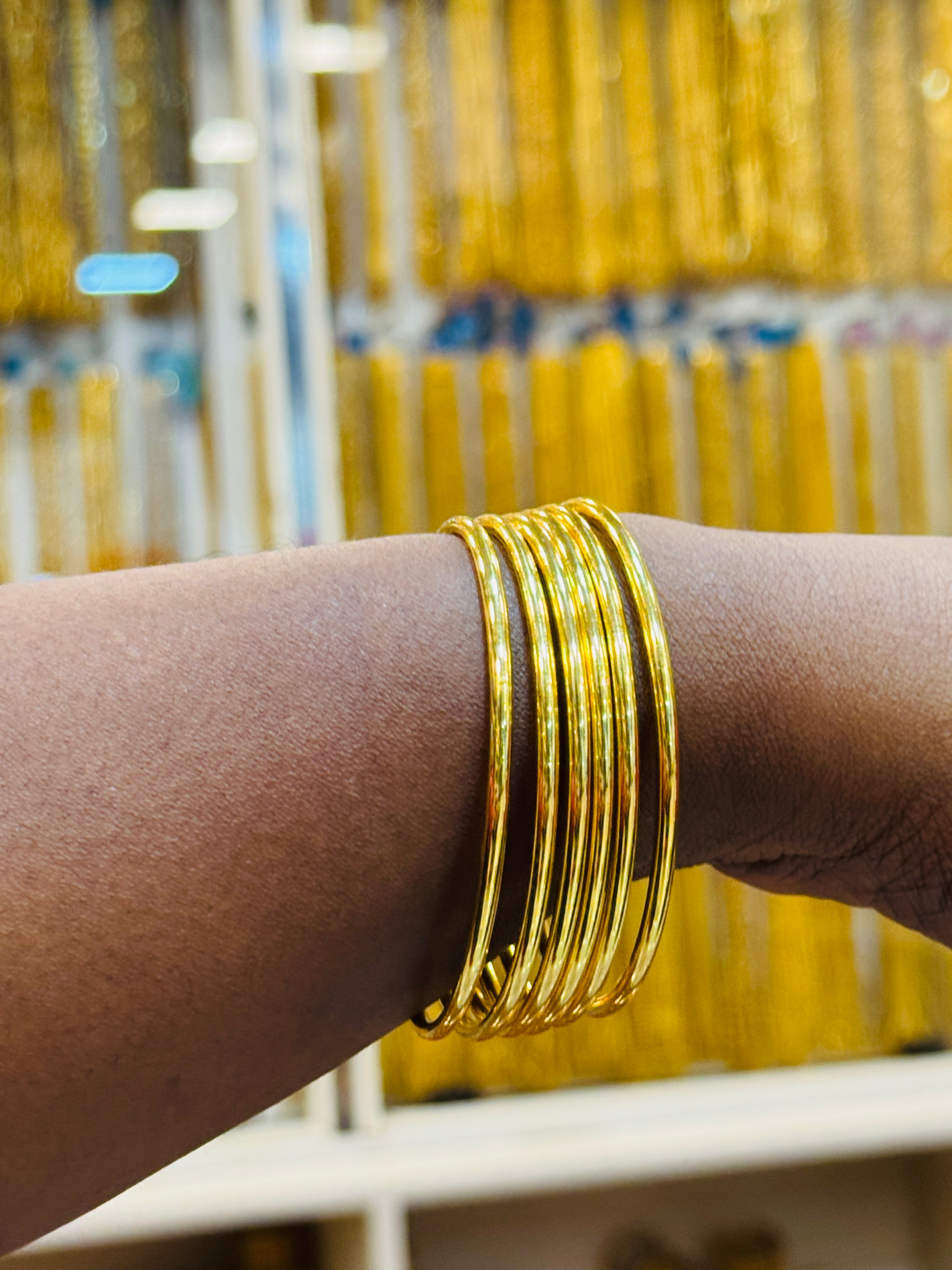 Plain Premium Gold Plated Bangle Pair