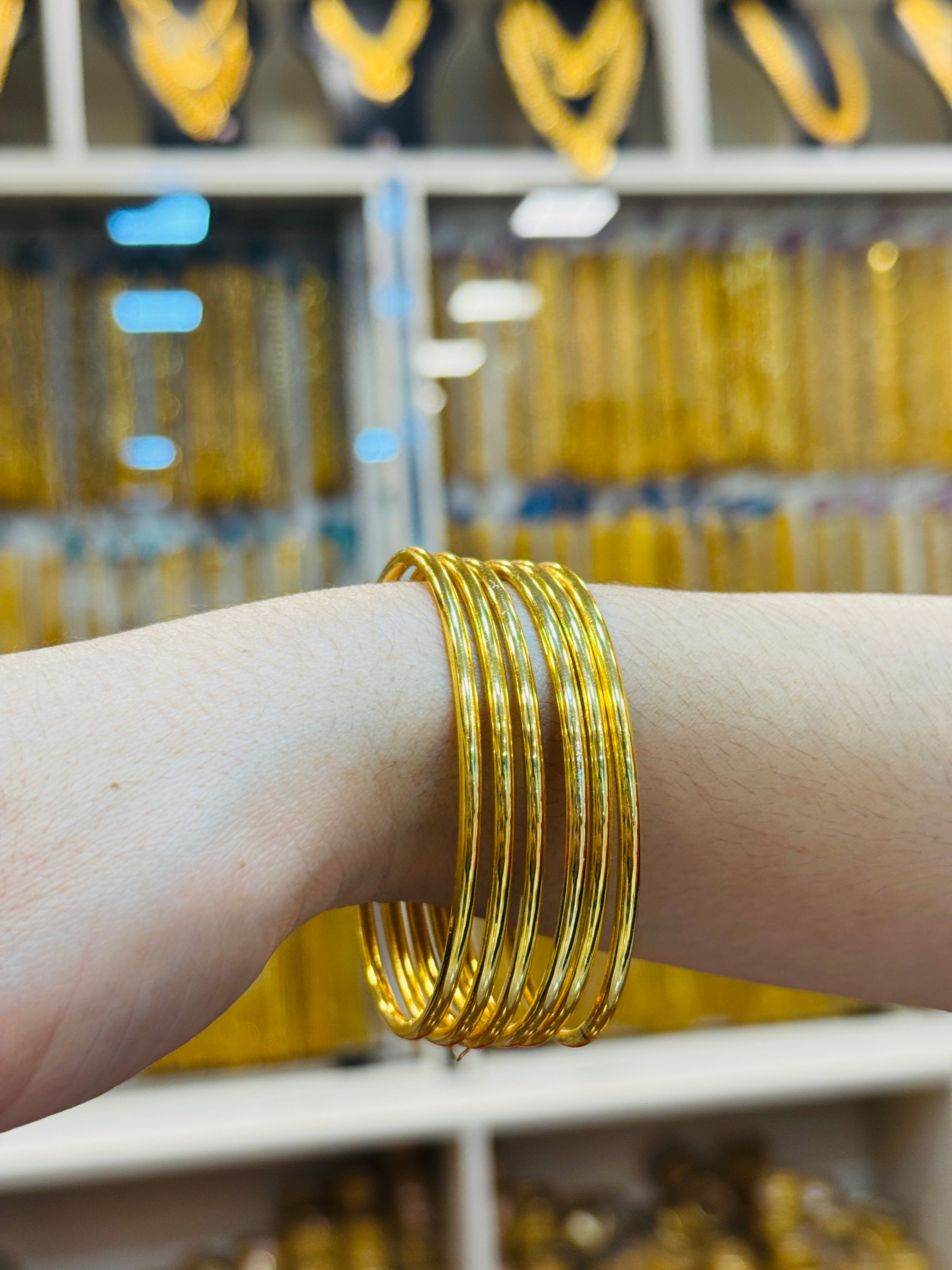 Plain Premium Gold Plated Bangle Pair