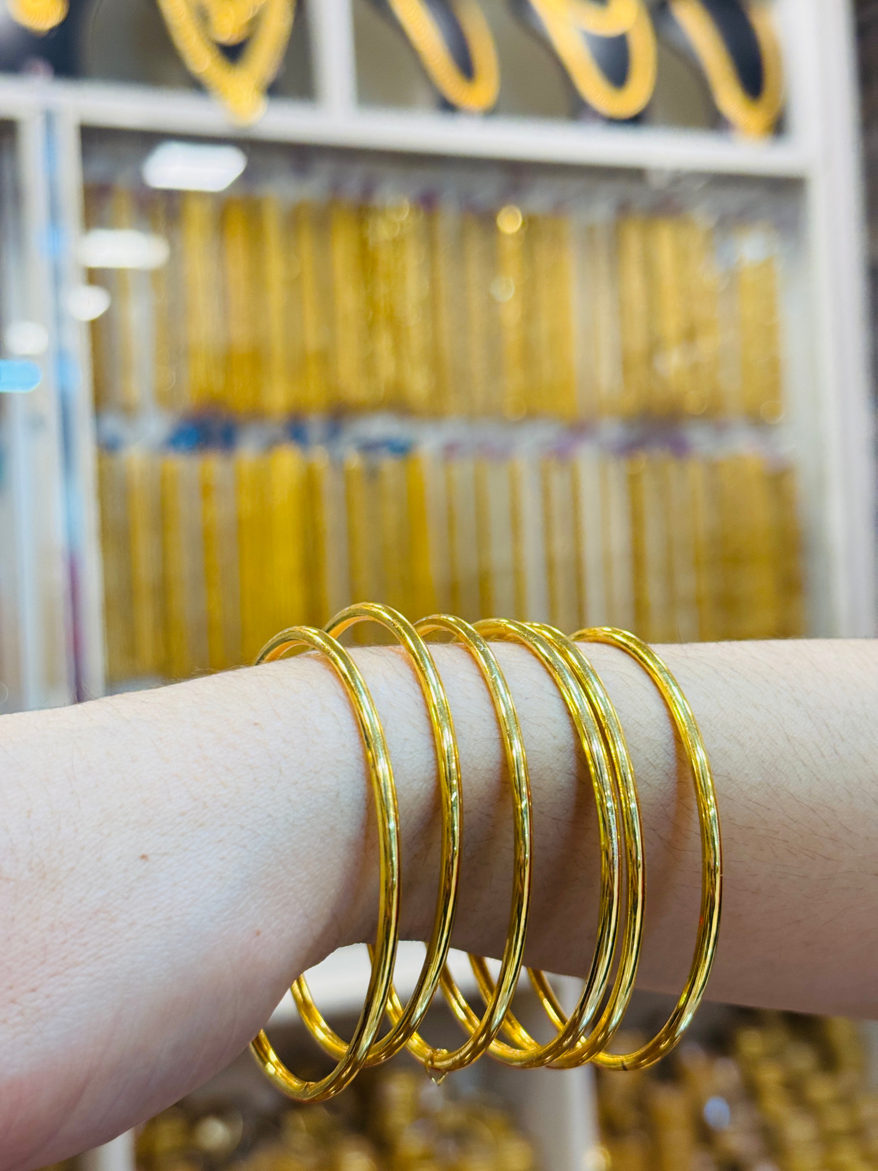 Plain Premium Gold Plated Bangle Pair