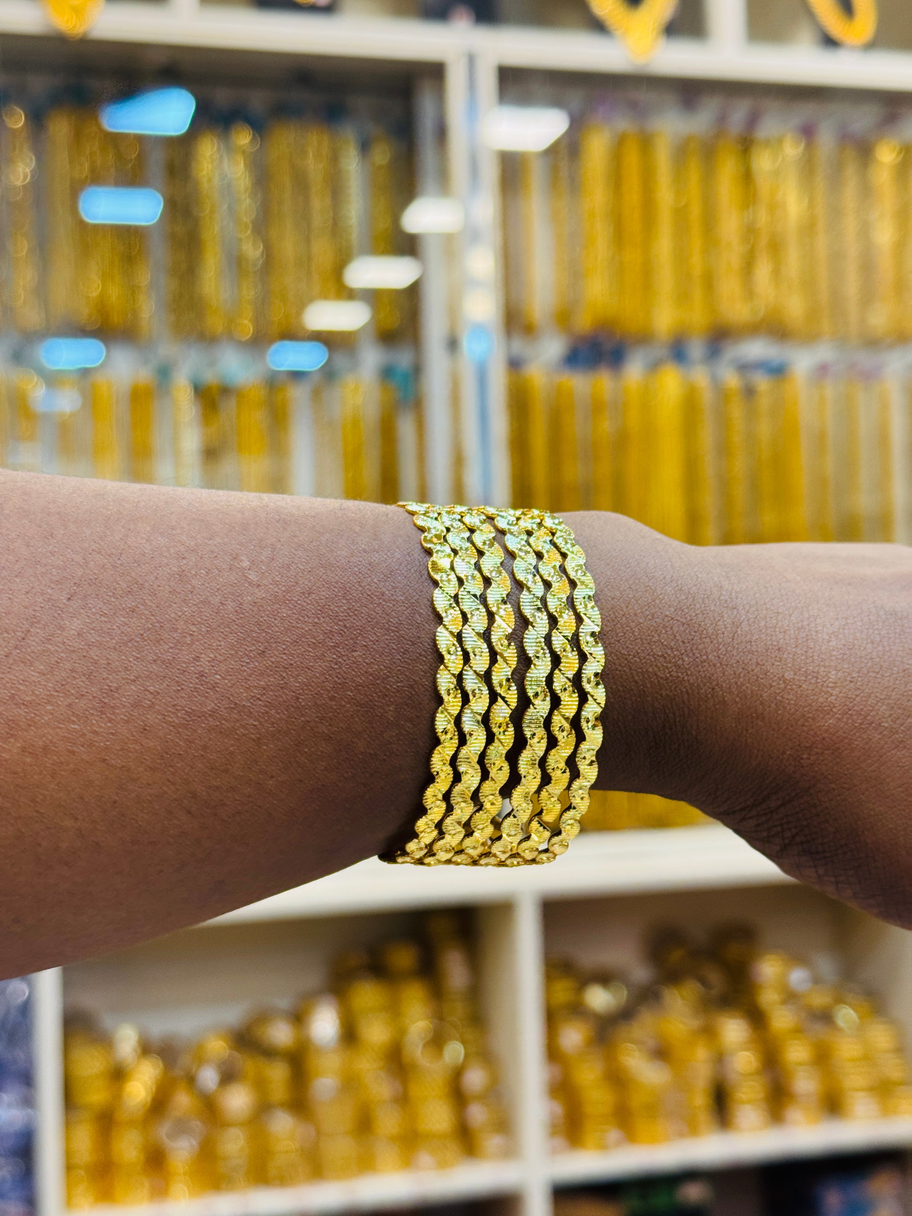Sylea Premium Gold Plated Bangle Pair